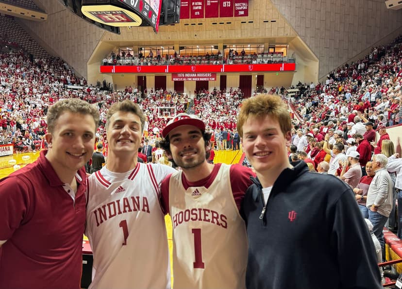 Jack at Indiana University basketball game with friends